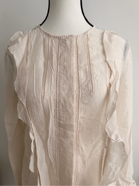 Massimo Dutti Tops - Massimo Dutti Cream Textured Ruffle Blouse